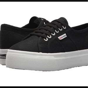 Superga black linea platform sneakers Size 7